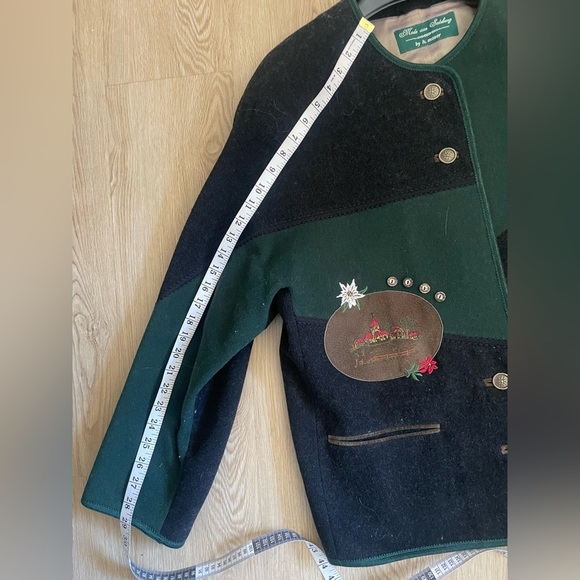 Loden Look Green Wool Folklore Jacket L Alpine Cottagecore Grandmacore - Picture 11 of 16